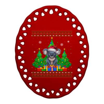 Ugly Christmas Tree Santa Hat Koala Xmas Meaningful Gift Ceramic Oval Ornament