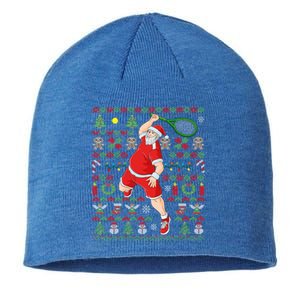 Ugly Christmas Tennis Player Santa Claus Gift Sustainable Beanie