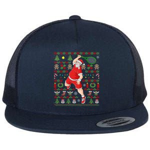 Ugly Christmas Tennis Player Santa Claus Gift Flat Bill Trucker Hat