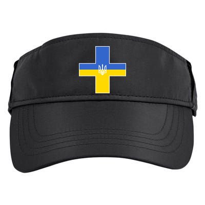 Ukrainian Cross Ukraine Support Stand With Pray Adult Drive Performance Visor