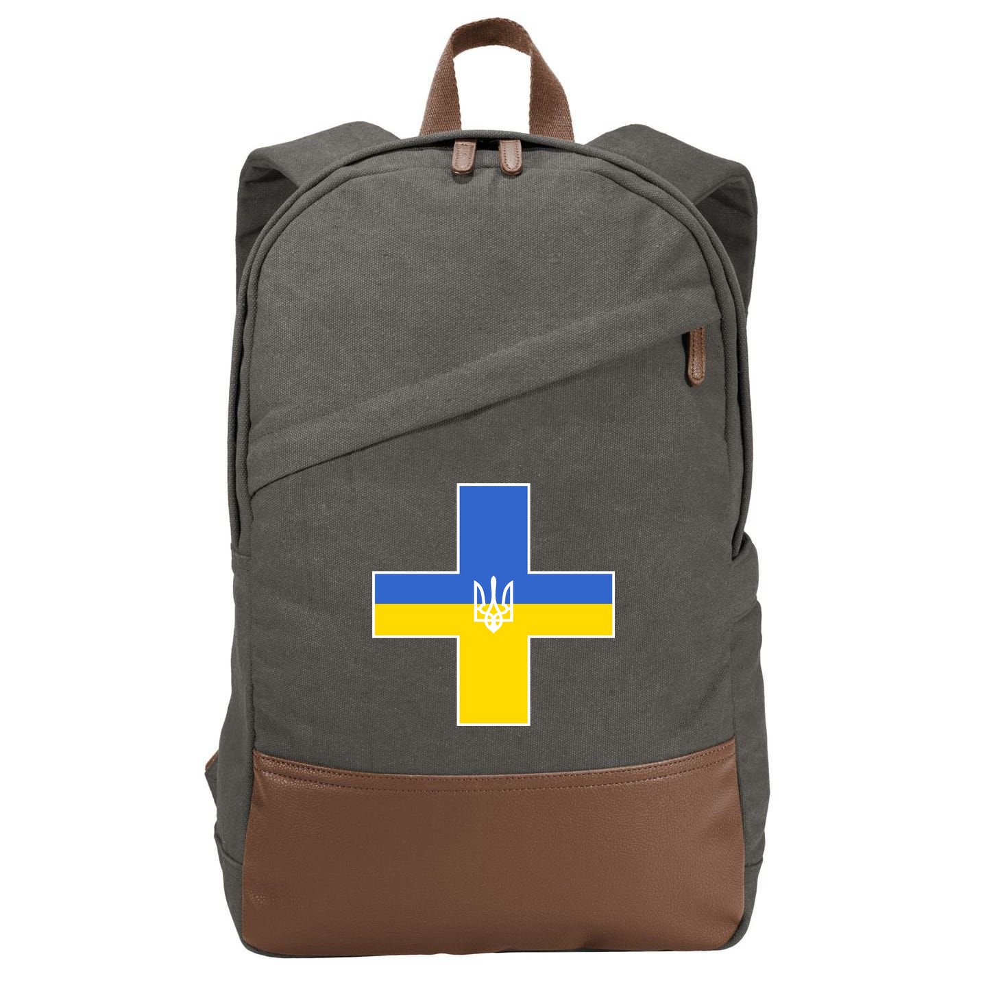 Ukrainian Cross Ukraine Support Stand With Pray Cotton Canvas Backpack