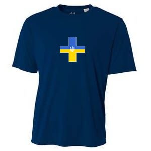 Ukrainian Cross Ukraine Support Stand With Pray Cooling Performance Crew T-Shirt