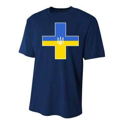 Ukrainian Cross Ukraine Support Stand With Pray Youth Performance Sprint T-Shirt