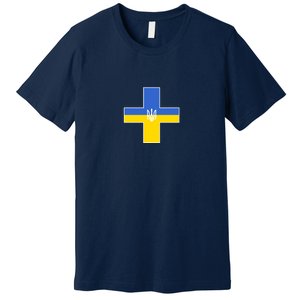 Ukrainian Cross Ukraine Support Stand With Pray Premium T-Shirt