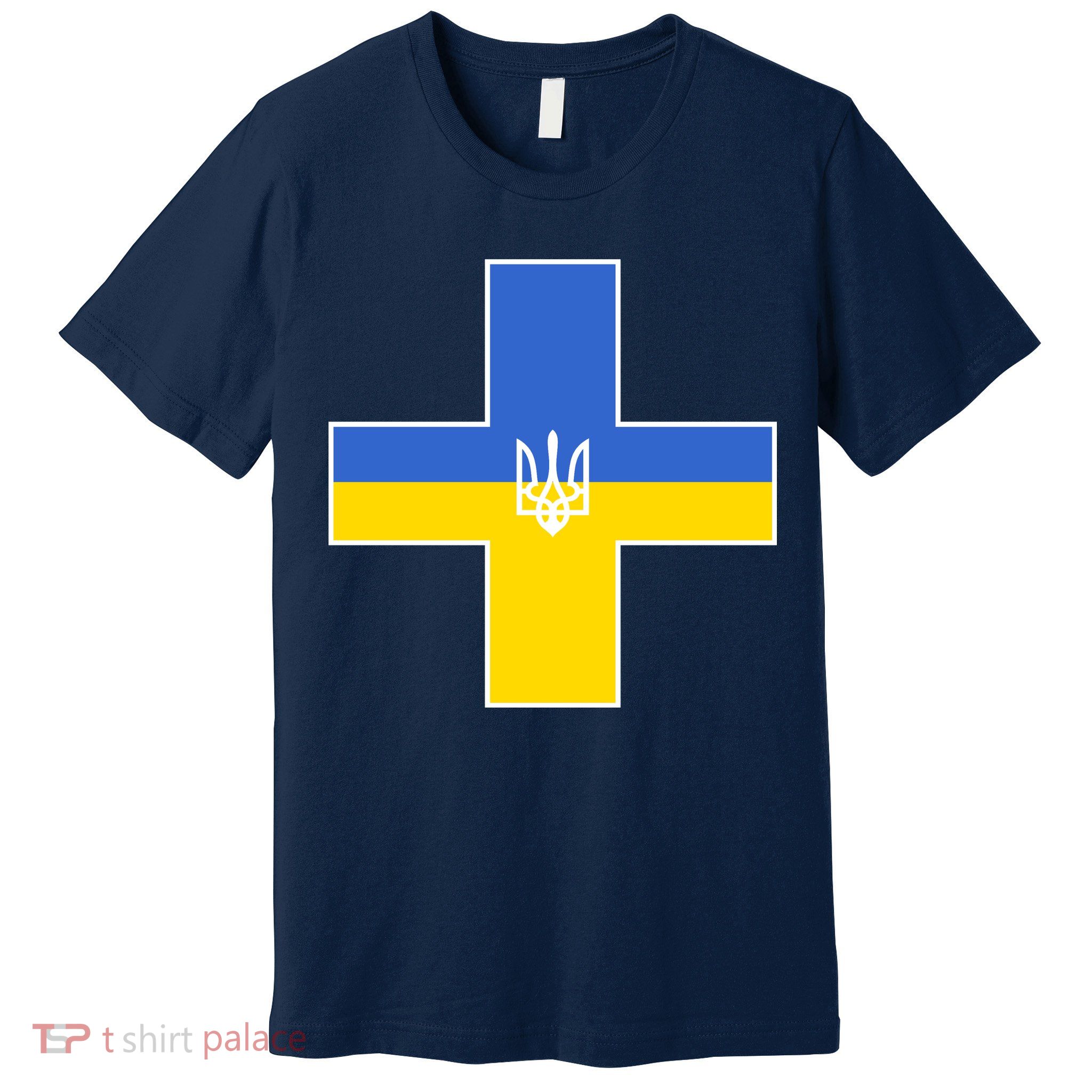 Ukrainian Cross Ukraine Support Stand With Pray Premium T-Shirt