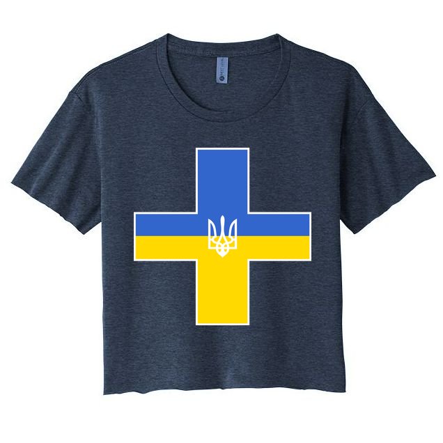 Ukrainian Cross Ukraine Support Stand With Pray Crop Top