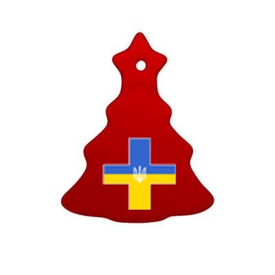 Ukrainian Cross Ukraine Support Stand With Pray Ceramic Tree Ornament