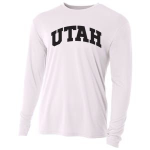 Utah College University Text Style Gift Design Cooling Performance Long Sleeve Crew