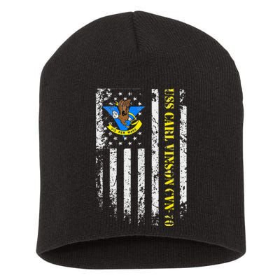 Uss Carl Vinson Cvn70 Veteran American Flag Short Acrylic Beanie