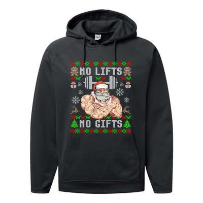 Ugly Christmas Workout Powerlifting Funny No Lifts No Gifts Performance Fleece Hoodie