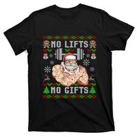 Ugly Christmas Workout Powerlifting Funny No Lifts No Gifts T-Shirt