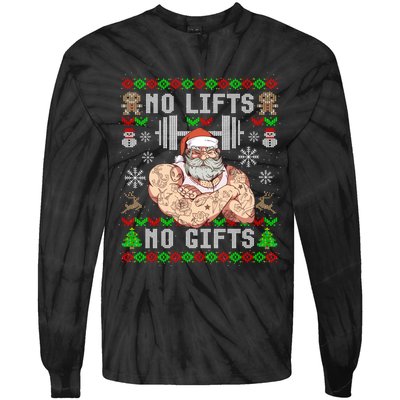 Ugly Christmas Workout Powerlifting Funny No Lifts No Gifts Tie-Dye Long Sleeve Shirt