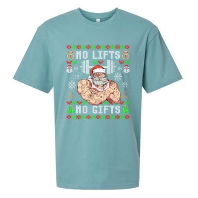 Ugly Christmas Workout Powerlifting Funny No Lifts No Gifts Sueded Cloud Jersey T-Shirt