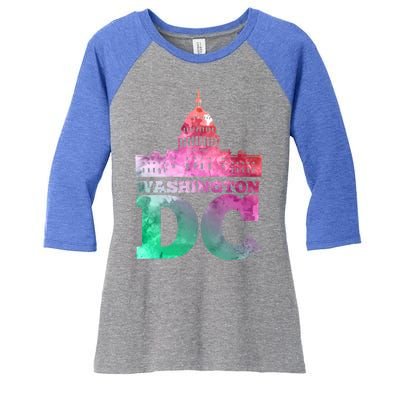 Usa Capital Washington Dc Capitol Hill Souvenir Cool Gift Women's Tri-Blend 3/4-Sleeve Raglan Shirt