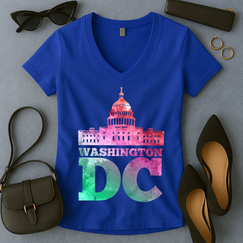 Usa Capital Washington Dc Capitol Hill Souvenir Cool Gift Women's V-Neck T-Shirt