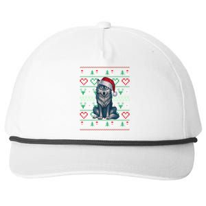 Ugly Christmas Wolf Wearing Santa Hat Xmas Pajama Cool Gift Snapback Five-Panel Rope Hat