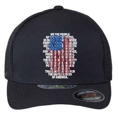 Us Constitution We The People With Vintage Flag Flexfit Unipanel Trucker Cap