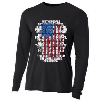Us Constitution We The People With Vintage Flag Cooling Performance Long Sleeve Crew