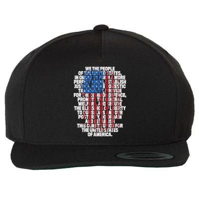 Us Constitution We The People With Vintage Flag Wool Snapback Cap