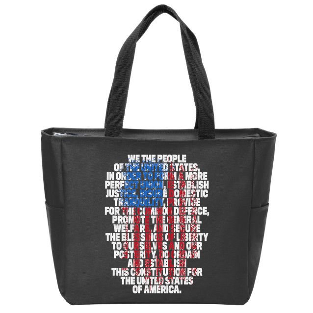Us Constitution We The People With Vintage Flag Zip Tote Bag