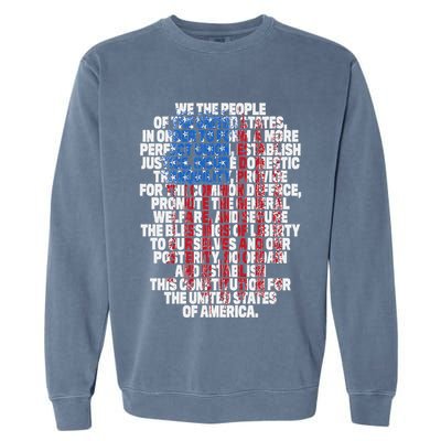 Us Constitution We The People With Vintage Flag Garment-Dyed Sweatshirt