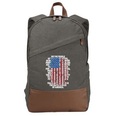 Us Constitution We The People With Vintage Flag Cotton Canvas Backpack