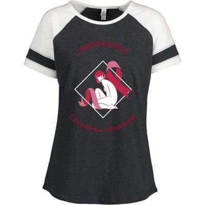 Unbreakable Cesarean Warrior Awareness Month Gift Enza Ladies Jersey Colorblock Tee