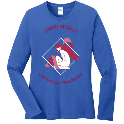 Unbreakable Cesarean Warrior Awareness Month Gift Ladies Long Sleeve Shirt