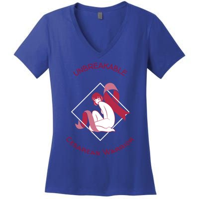 Unbreakable Cesarean Warrior Awareness Month Gift Women's V-Neck T-Shirt