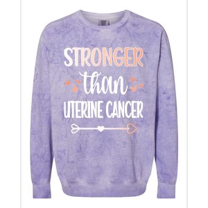 Uterine Cancer Warrior Peach Ribbon Endometrial Cancer Gift Colorblast Crewneck Sweatshirt