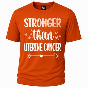 Uterine Cancer Warrior Peach Ribbon Endometrial Cancer Gift Cooling Performance Crew T-Shirt