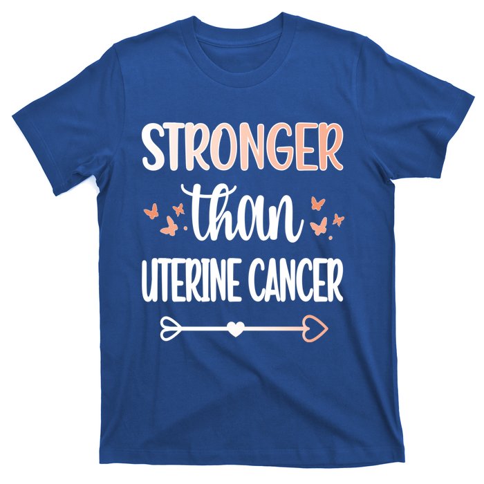 Uterine Cancer Warrior Peach Ribbon Endometrial Cancer Gift T-Shirt