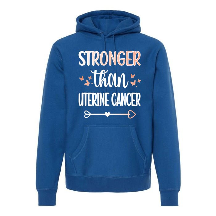 Uterine Cancer Warrior Peach Ribbon Endometrial Cancer Gift Premium Hoodie