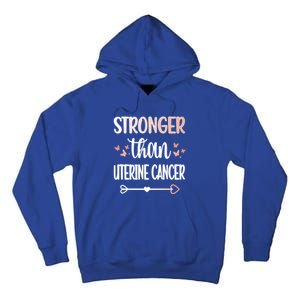 Uterine Cancer Warrior Peach Ribbon Endometrial Cancer Gift Tall Hoodie