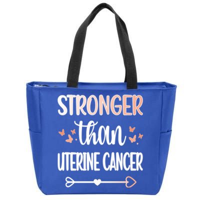 Uterine Cancer Warrior Peach Ribbon Endometrial Cancer Gift Zip Tote Bag