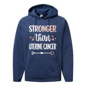 Uterine Cancer Warrior Peach Ribbon Endometrial Cancer Gift Performance Fleece Hoodie