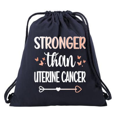 Uterine Cancer Warrior Peach Ribbon Endometrial Cancer Gift Drawstring Bag