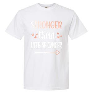 Uterine Cancer Warrior Peach Ribbon Endometrial Cancer Gift Garment-Dyed Heavyweight T-Shirt