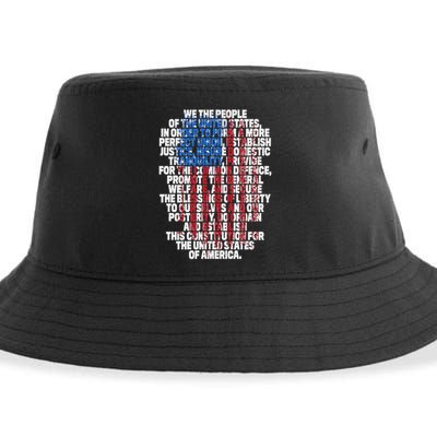 Us Constitution We The People With Vintage Flag Sustainable Bucket Hat
