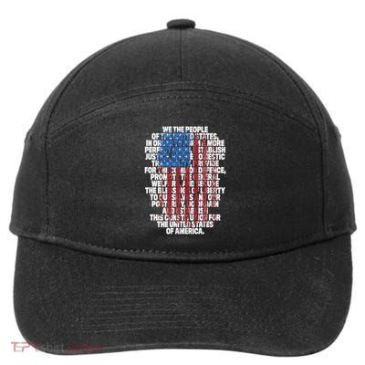 Us Constitution We The People With Vintage Flag 7-Panel Snapback Hat