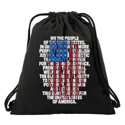 Us Constitution We The People With Vintage Flag Drawstring Bag
