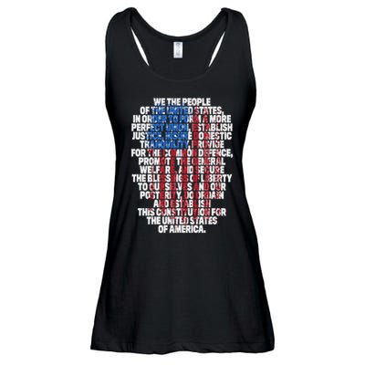 Us Constitution We The People With Vintage Flag Ladies Essential Flowy Tank