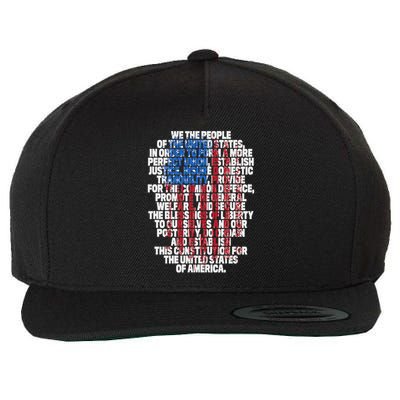 Us Constitution We The People With Vintage Flag Wool Snapback Cap