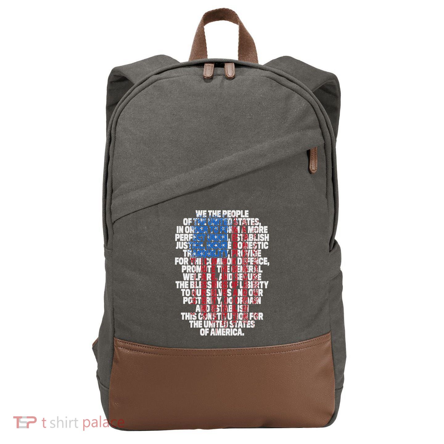 Us Constitution We The People With Vintage Flag Cotton Canvas Backpack
