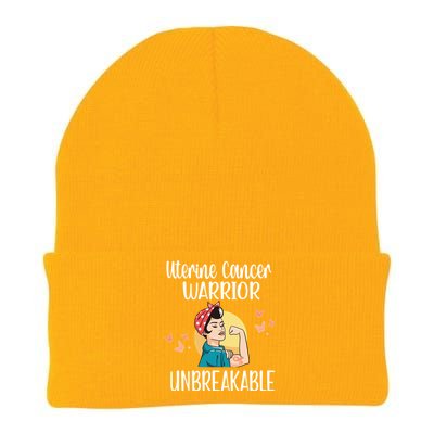 Uterine Cancer Warrior Unbreakable Endometrial Cancer Gift Knit Cap Winter Beanie