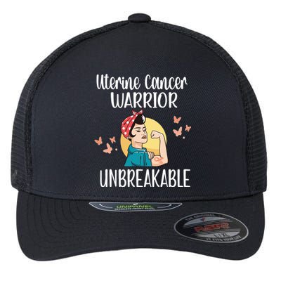 Uterine Cancer Warrior Unbreakable Endometrial Cancer Gift Flexfit Unipanel Trucker Cap