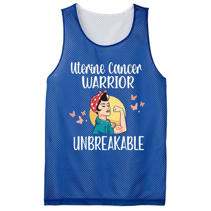 Uterine Cancer Warrior Unbreakable Endometrial Cancer Gift Mesh Reversible Basketball Jersey Tank