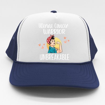 Uterine Cancer Warrior Unbreakable Endometrial Cancer Gift Trucker Hat