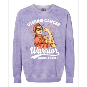 Uterine Cancer Warrior Unbreakable Uterine Cancer Awareness Cool Gift Colorblast Crewneck Sweatshirt