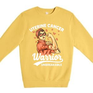 Uterine Cancer Warrior Unbreakable Uterine Cancer Awareness Cool Gift Premium Crewneck Sweatshirt